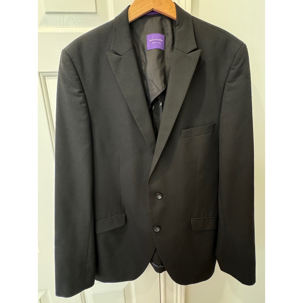 Benvenuto Purple Label Silvio Mens Black 2 Button Blazer Jacket Size 106 EU